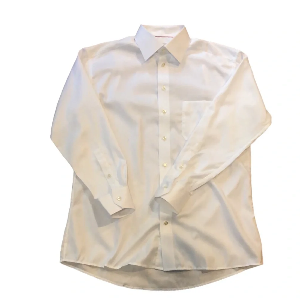 ETON CLASSIC MENS LONG SLEEVE HERRINGBONE TWILL DRESS SHIRT WHITE SIZE 41